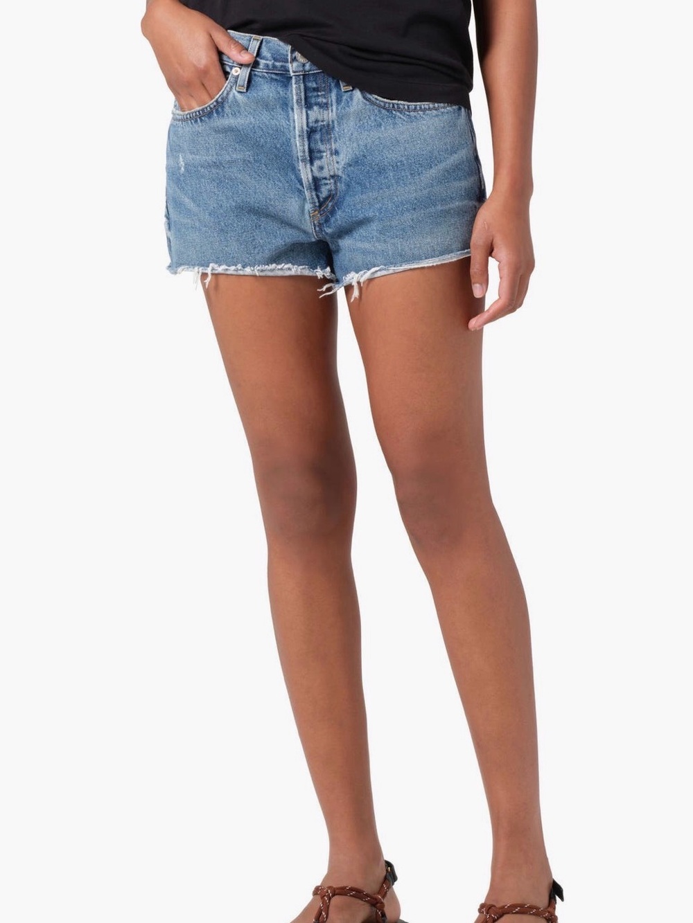 Agolde Light Blue High-Rise Denim Cutoff Shorts